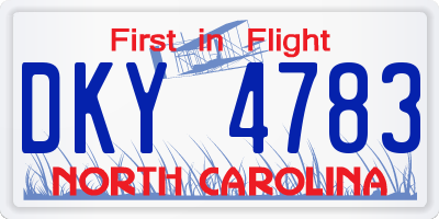 NC license plate DKY4783