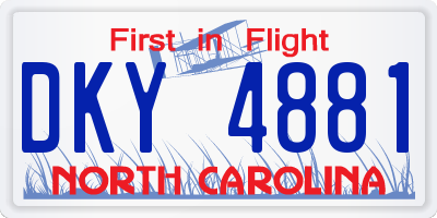 NC license plate DKY4881