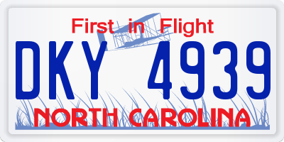 NC license plate DKY4939