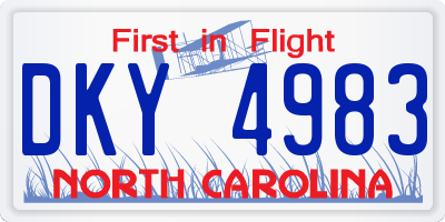 NC license plate DKY4983