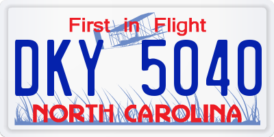 NC license plate DKY5040