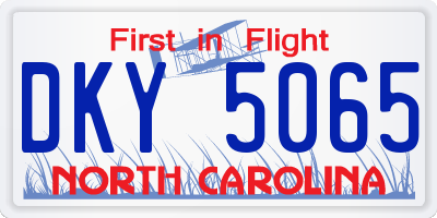 NC license plate DKY5065