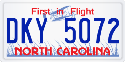 NC license plate DKY5072