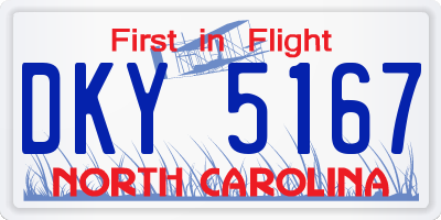 NC license plate DKY5167
