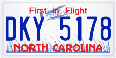 NC license plate DKY5178