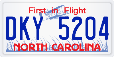NC license plate DKY5204