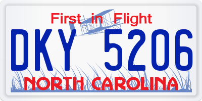 NC license plate DKY5206