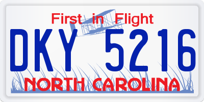 NC license plate DKY5216