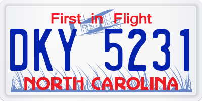 NC license plate DKY5231