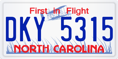 NC license plate DKY5315