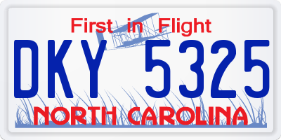 NC license plate DKY5325