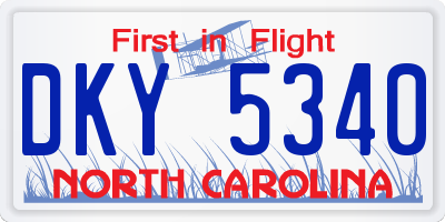NC license plate DKY5340