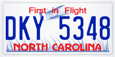 NC license plate DKY5348