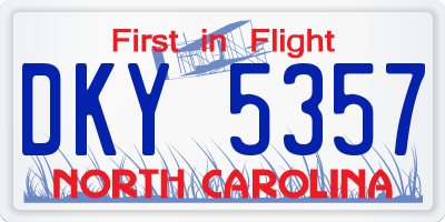 NC license plate DKY5357