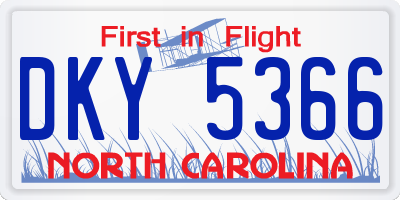 NC license plate DKY5366