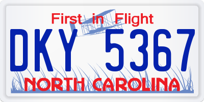NC license plate DKY5367