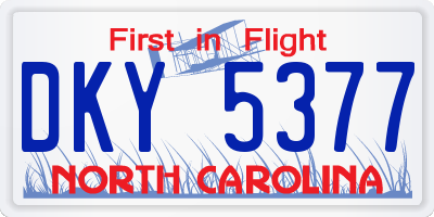 NC license plate DKY5377