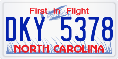 NC license plate DKY5378