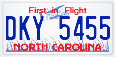 NC license plate DKY5455