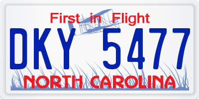 NC license plate DKY5477