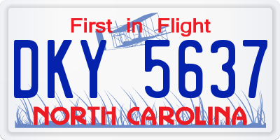 NC license plate DKY5637