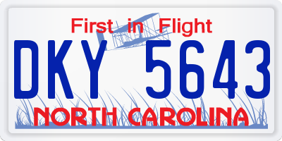 NC license plate DKY5643