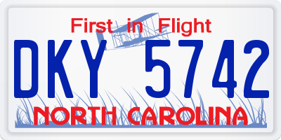 NC license plate DKY5742