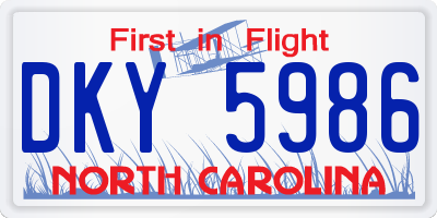 NC license plate DKY5986