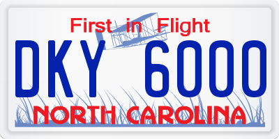 NC license plate DKY6000