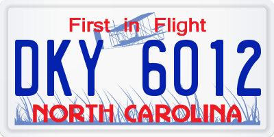 NC license plate DKY6012