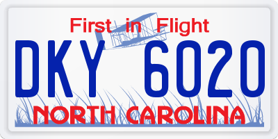 NC license plate DKY6020