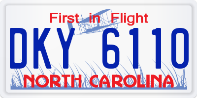 NC license plate DKY6110