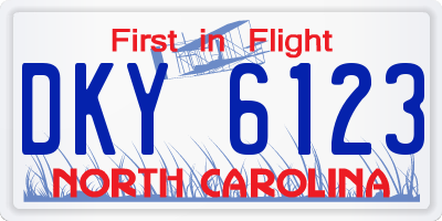 NC license plate DKY6123