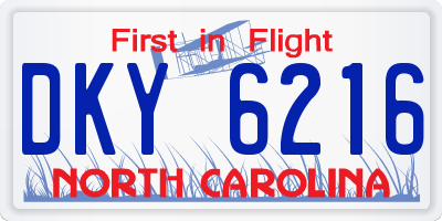 NC license plate DKY6216