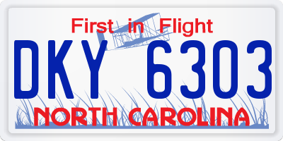 NC license plate DKY6303