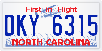 NC license plate DKY6315