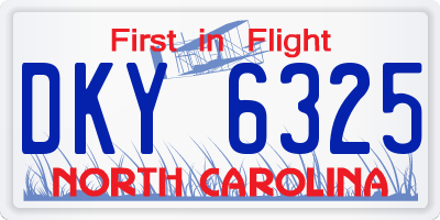 NC license plate DKY6325