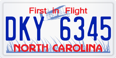 NC license plate DKY6345