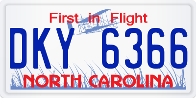 NC license plate DKY6366