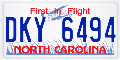 NC license plate DKY6494