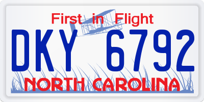 NC license plate DKY6792