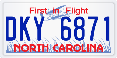 NC license plate DKY6871