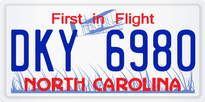 NC license plate DKY6980