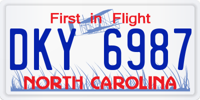 NC license plate DKY6987