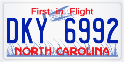 NC license plate DKY6992
