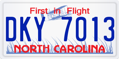 NC license plate DKY7013
