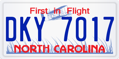NC license plate DKY7017