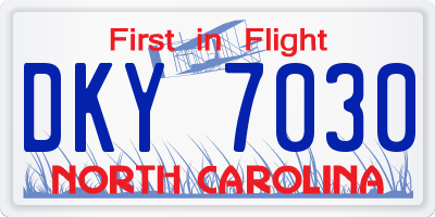 NC license plate DKY7030