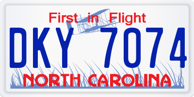 NC license plate DKY7074
