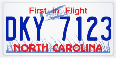 NC license plate DKY7123
